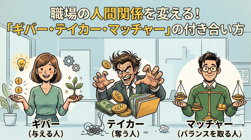 職場の「ギバー・テイカー・マッチャー」とは？ Adam Grantの理論で読み解く、成果を出す人の共通点
